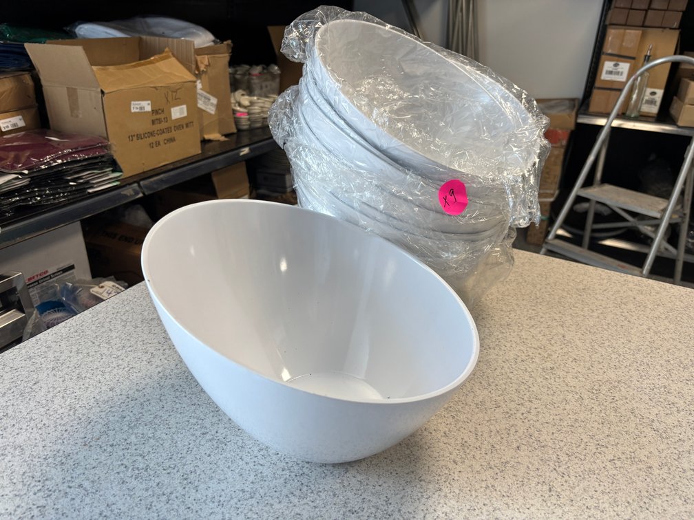 Lot of 9, New Melamine Display Bowls