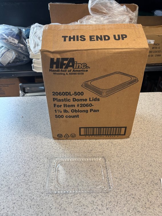 Case, HFA Plastic Dome Lids, 500 Count, for 1-1/2lb Oblong Pans