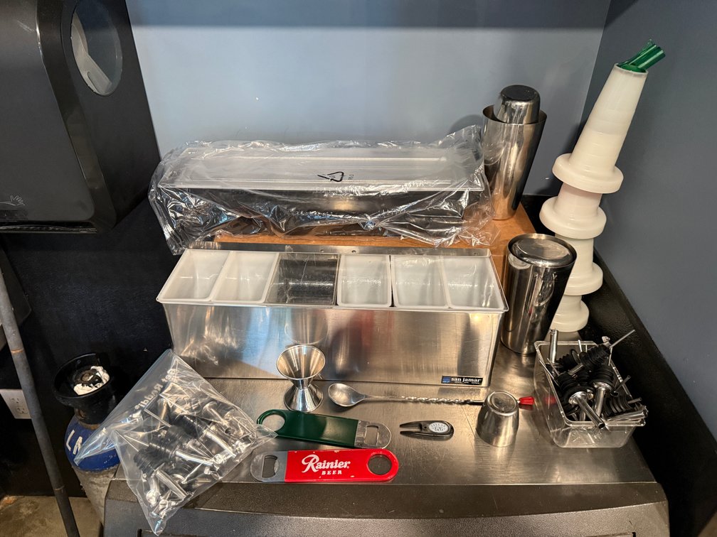Bar Supplies, Including New Fruit Condiment Tray, Bottle Pourers, Other Bar Supplies