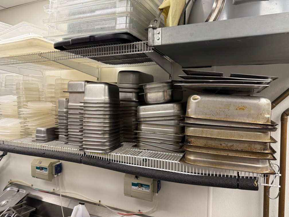 Large Group of Stainless Steel Steam Pans, Many w/ Lids, Some False Bottoms, 1/9 to Full-Size, See Images
