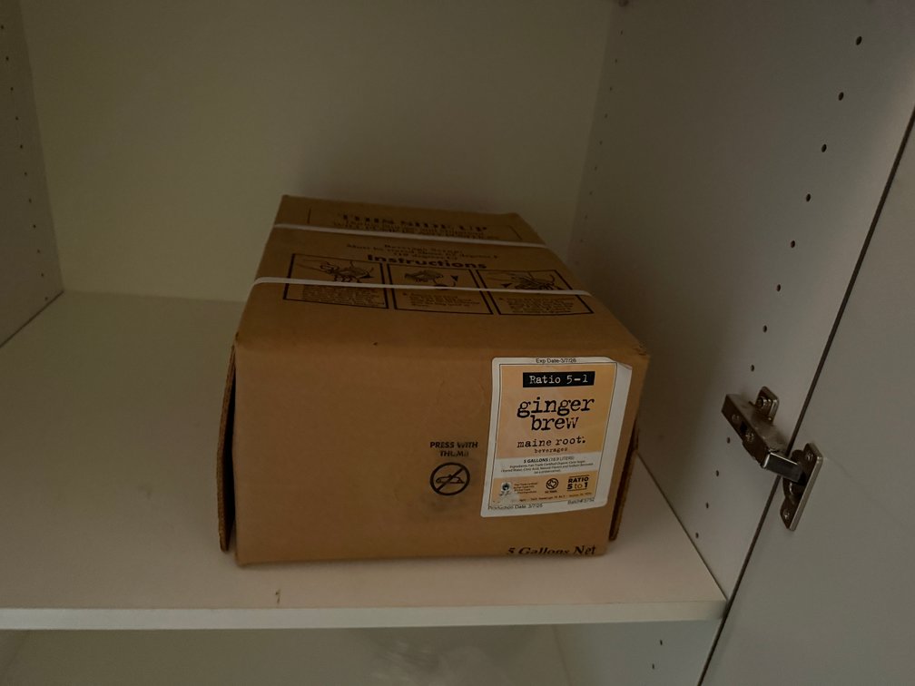 Sealed Box of Patio 5+1 Ginger Brew Maine Root, 5 Gallon Box