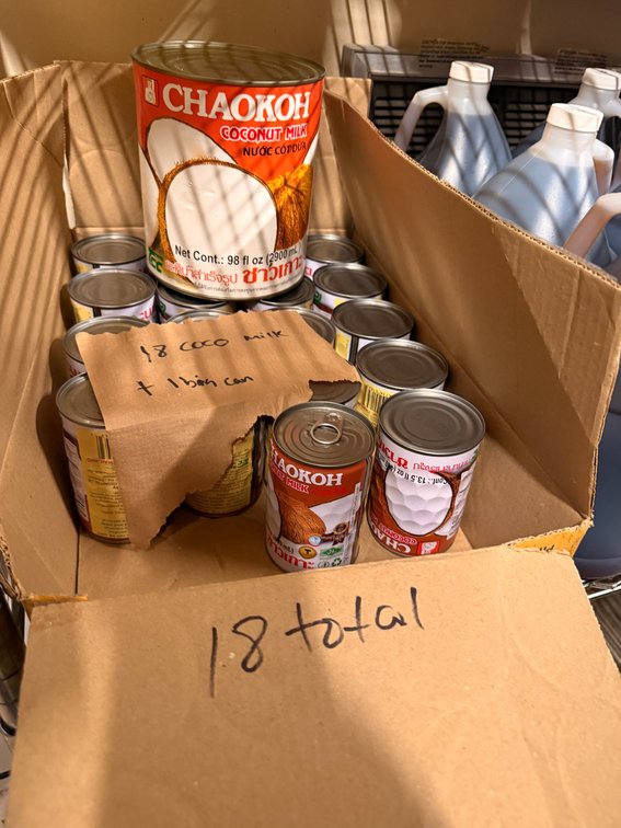 Coconut Milk, 1 Large No. 10 Can, 17 Smaller Cans