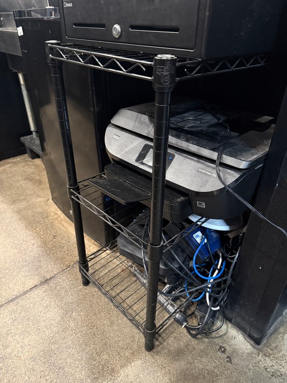 Small Black Epoxy Shelving Unit, 24in x 14in x 30in H