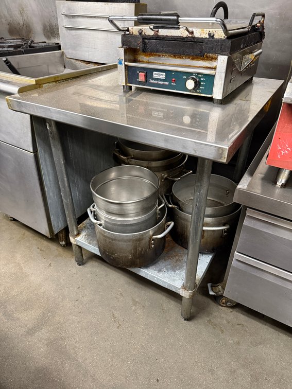 Stainless Steel Prep Table w/ Lower Shelf, 30in x 30in x 34in H