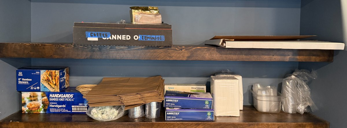 Grouping of New and Partially Full Supplies, Paper Bags, Straws, Gloves, Bamboo Knot Picks, Skewers
