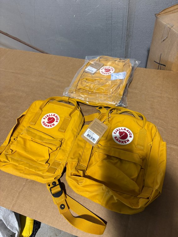 Lot of 3  Fjallraven Kanken Mini & Original Yellow Backpacks 