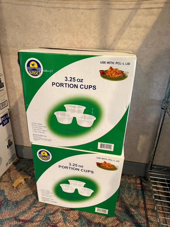 (2) Near Full Boxes of 3.25 oz Portion Cups - About 4,500 counts 