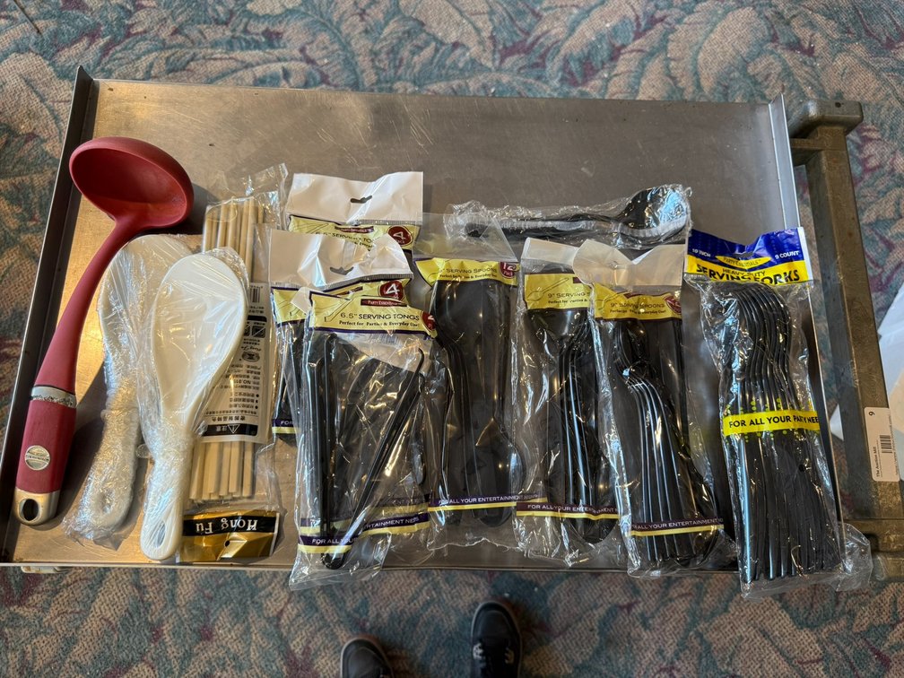 Assorted Sized Serving Utensils, Chopsticks, Rice Paddles & Ladle