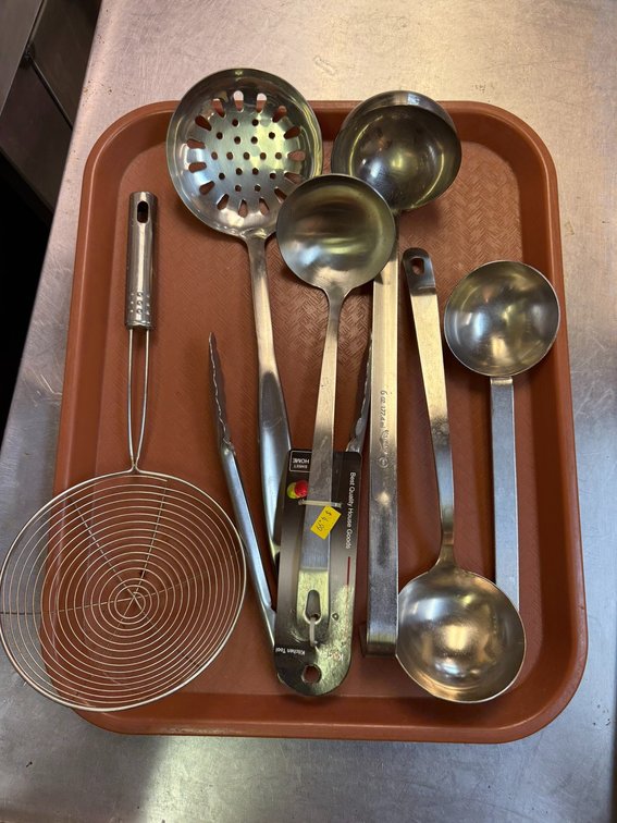Lot of 7 Ladles, Skimmers & Tongs
