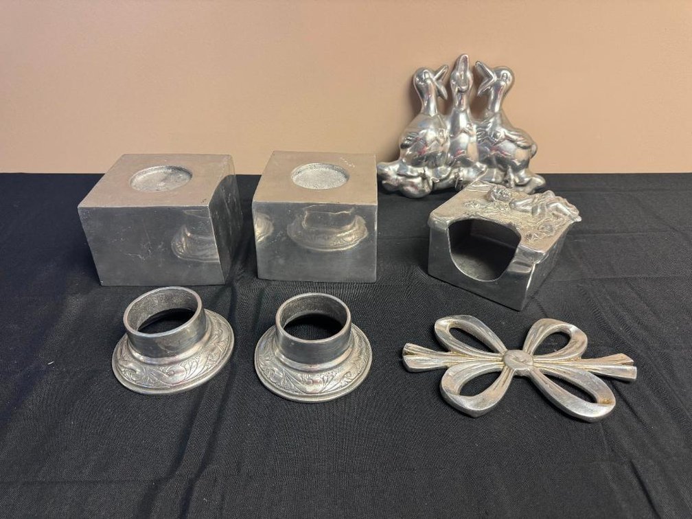 Group of Pewter Collectibles, Candle Holders and Misc. 