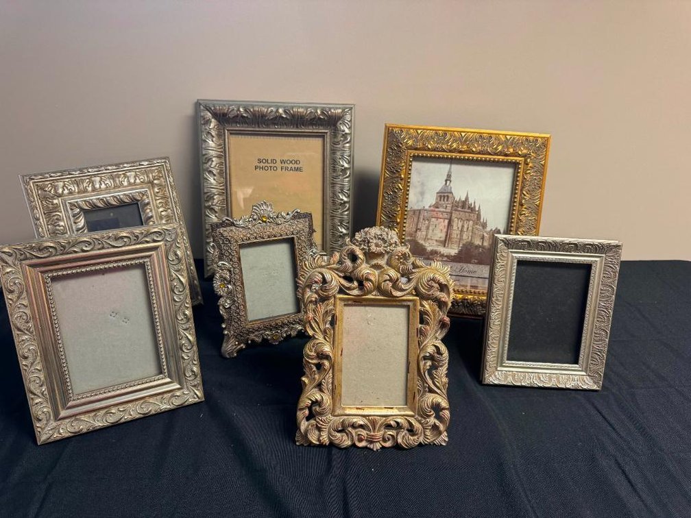 Group of Pewter, Silver and Gold Gilded Picture Frames