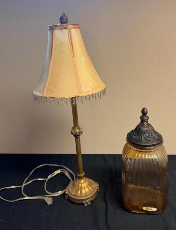 Table Lamp and Lidded Jar