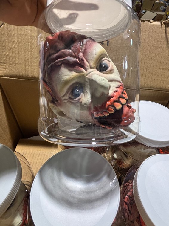 (12) Head in Laboratory Jars Halloween Decoration