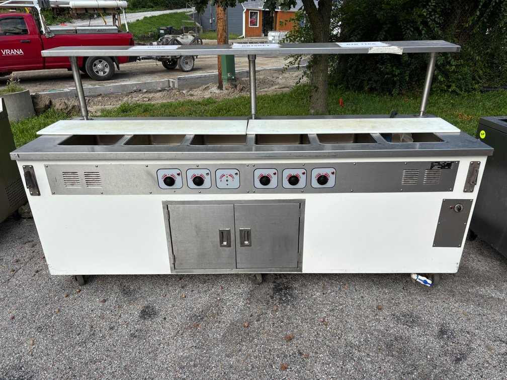 Event / Prep Line / Catering Cart w/ Seco Model R6-HF Steam Table, 6-Pan, Heated, Mobile Base