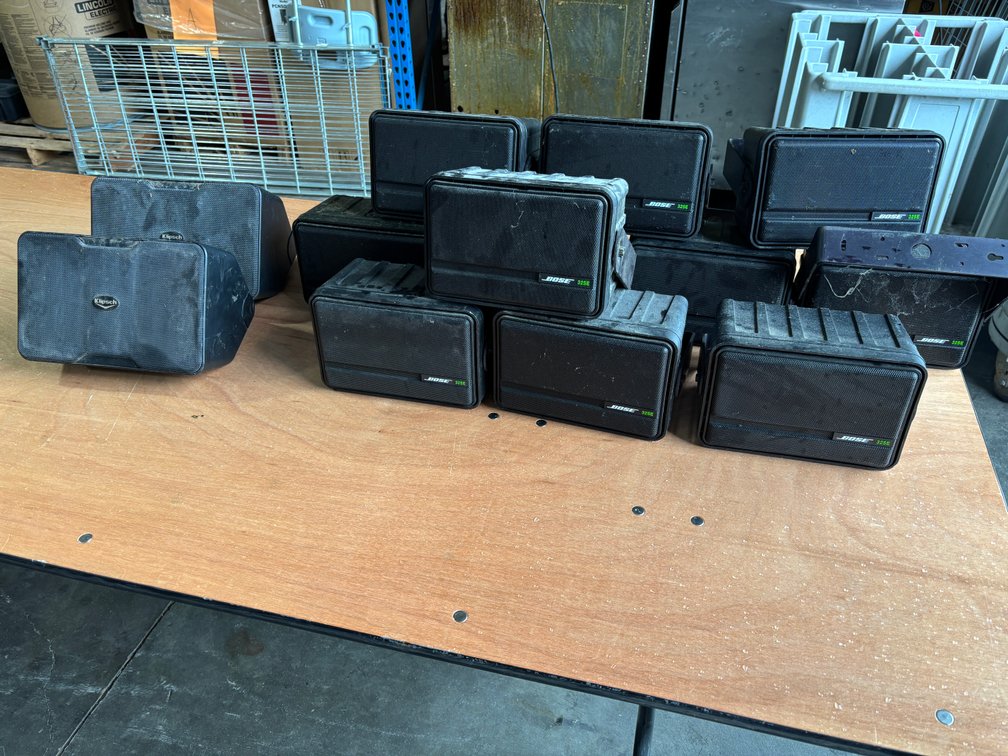Lot of 12 Outdoor Speakers - (10) Bose Model 32SE & (2) Klipsch CP-6T