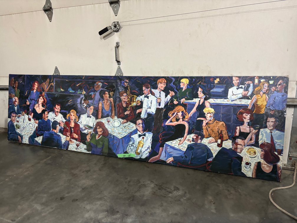 7ft Long Canvas Art Displayed at Jams by Omaha Artist Shelly Bartek