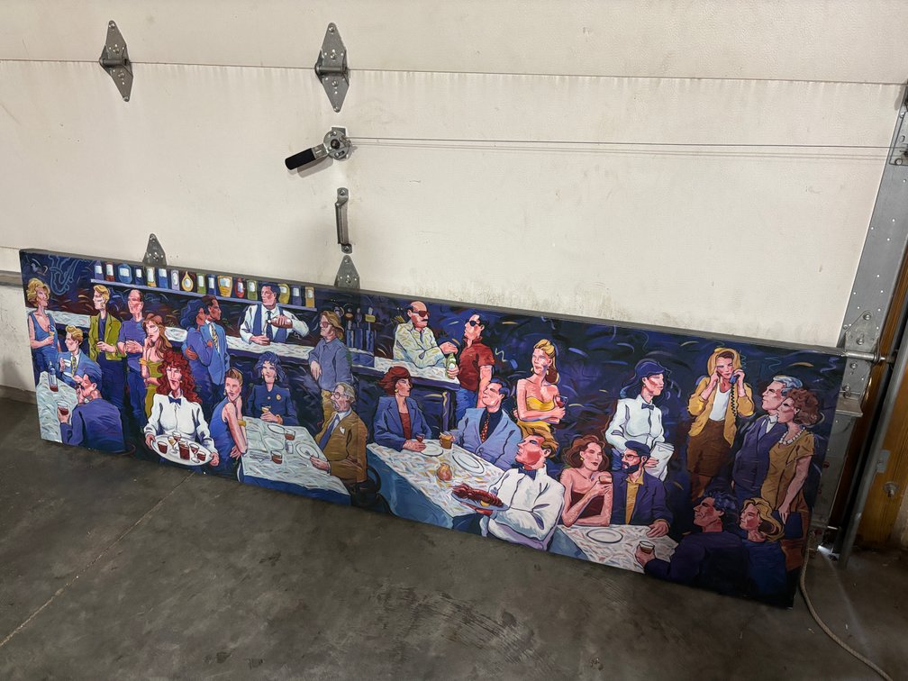 7ft Long Canvas Art Displayed at Jams by Omaha Artist Shelly Bartek