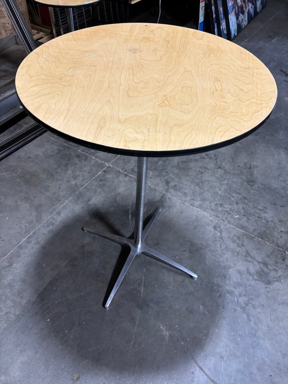 High-Top Cocktail Table, 42in High, 30" Round, 3-Part Table