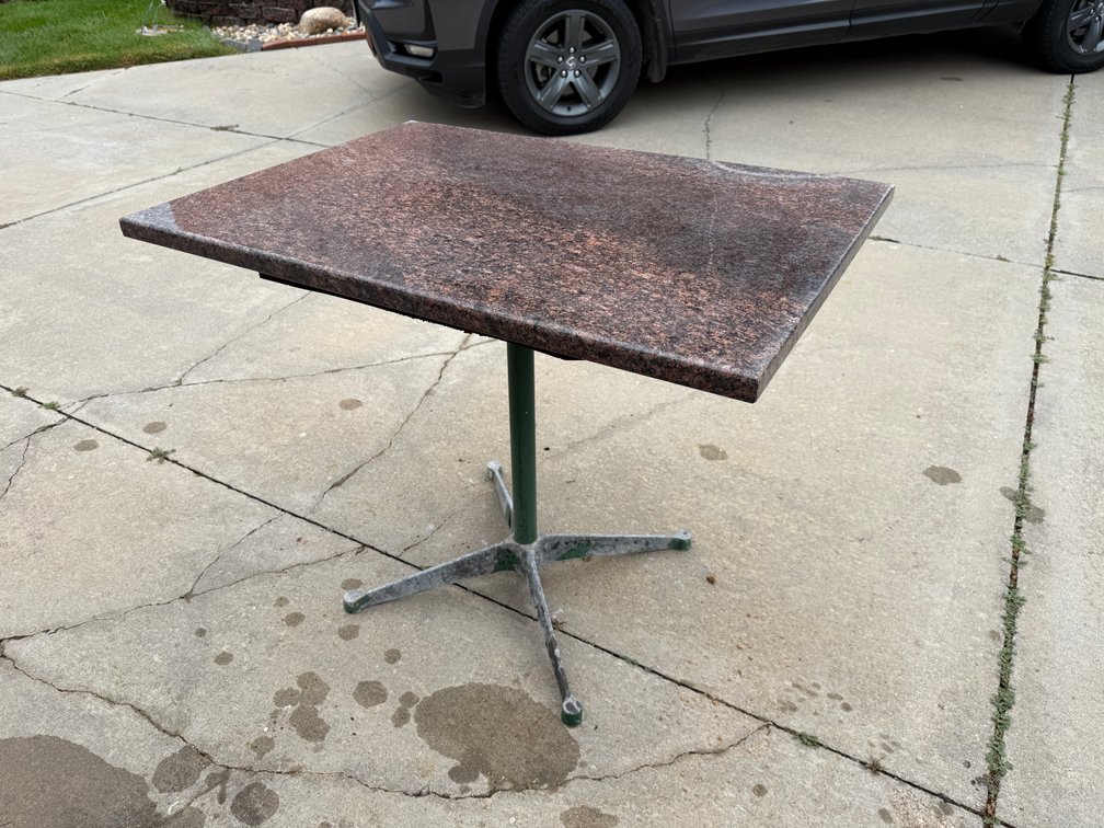 Heavy-Duty Granite-Top Table, 24in x 36in x 29-1/2in, Cast Iron Pedestal Base, Very Heavy