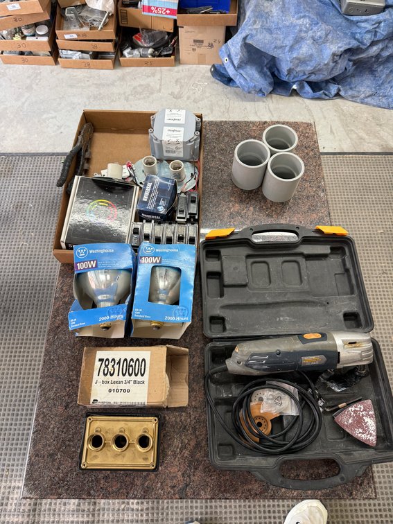 Electric Multi-Function Tool, J-Box Lexan 3/4in, Bulbs, Circuit Breakers, Light Receptacles, Junction Box