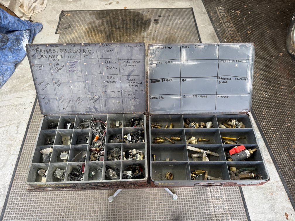 Lot of 2 Industrial Restaurant and Electrical Supply Parts Cabinets, See Images, Gas Grill Parts