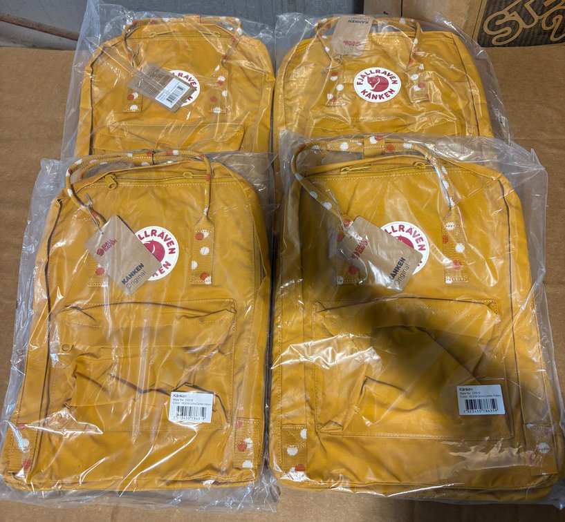(4) Fjallraven Kanken Original Confetti Yellow Backpacks 