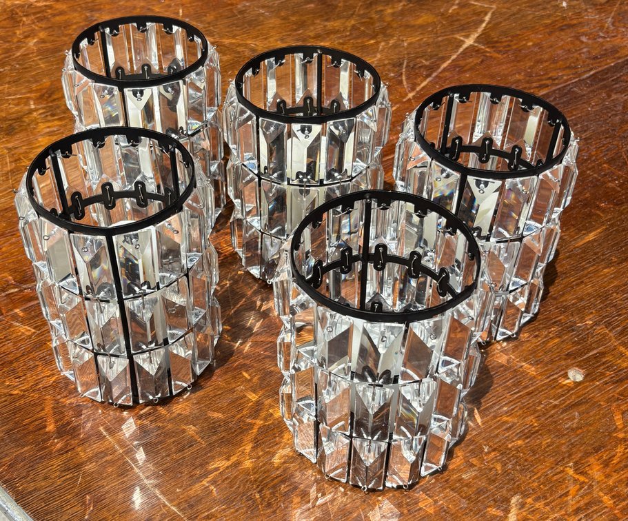 (5) Crystal Candle Holders / Lantern Shades