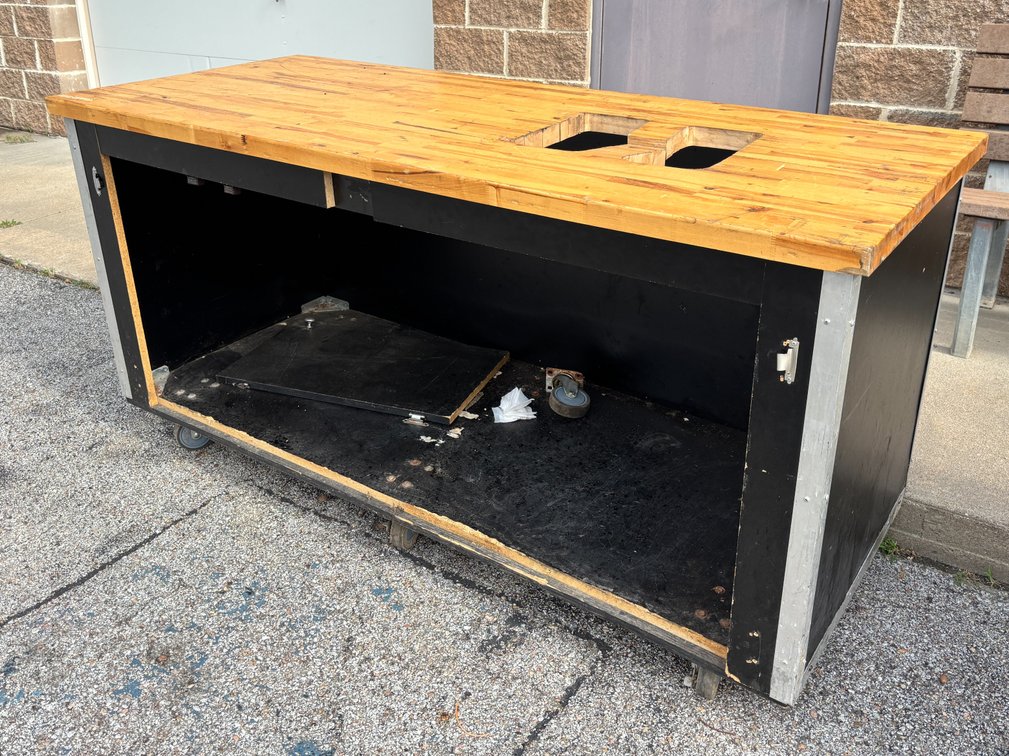 Wood Butcher Block Top Mobile Prep and Serving Unit