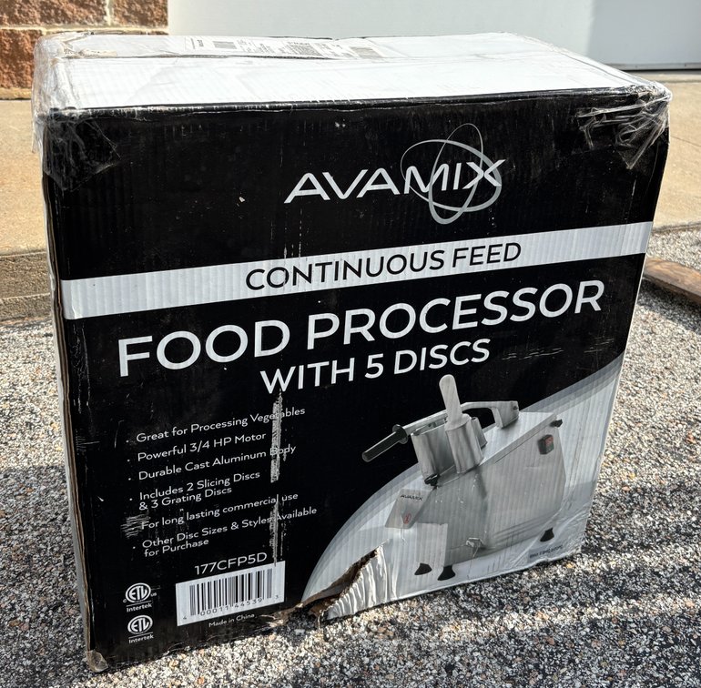 New in Box Avamix Continuous Feed Food Processor w/ 5 Discs