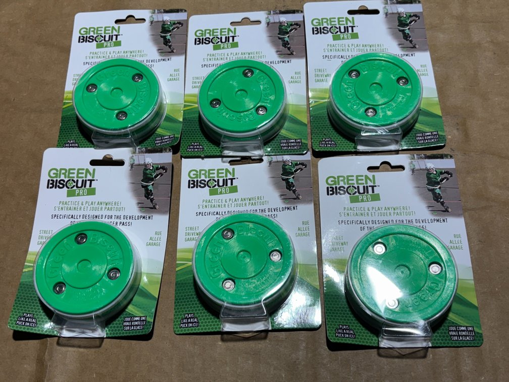 Lot of 6, Green Biscuit Pro, Practice Pucks