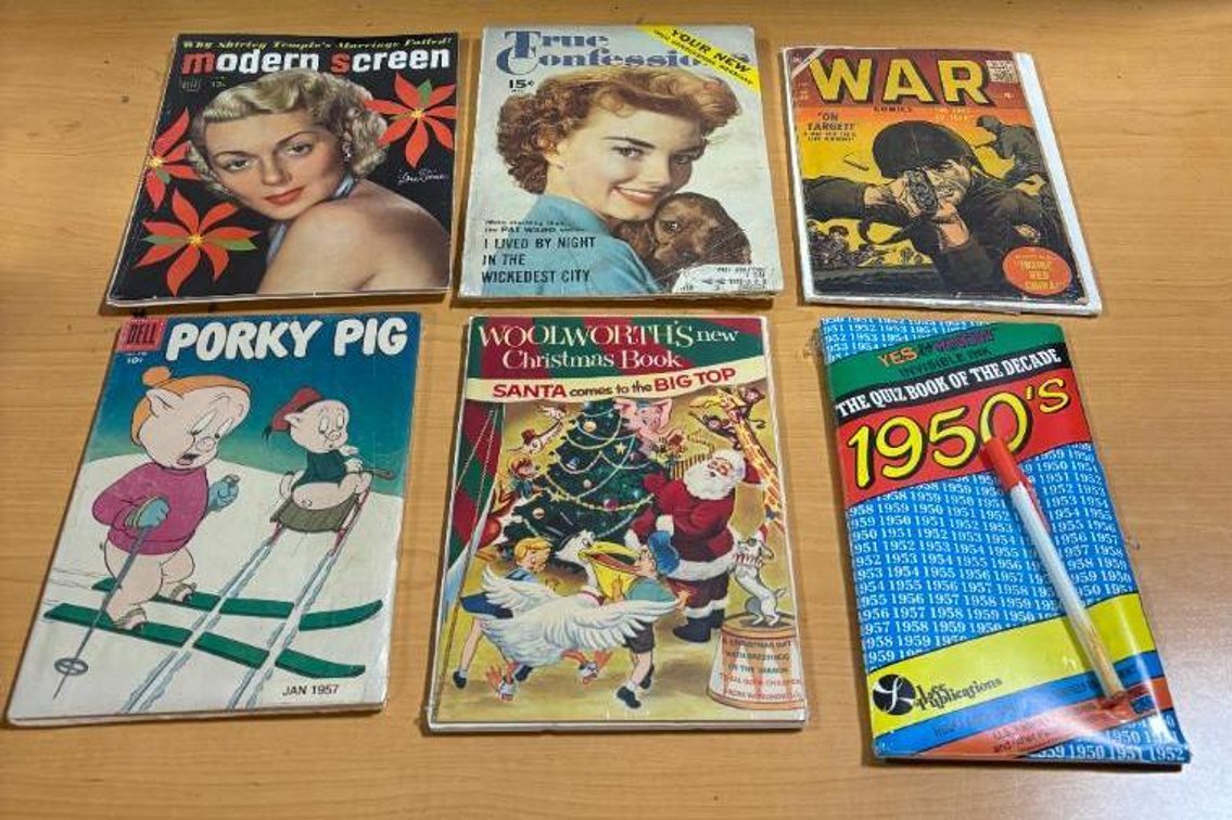 Six Vintage Magazines from the 1940's & 50's, Modern Screen, Comics True Confessions, Woolworth's