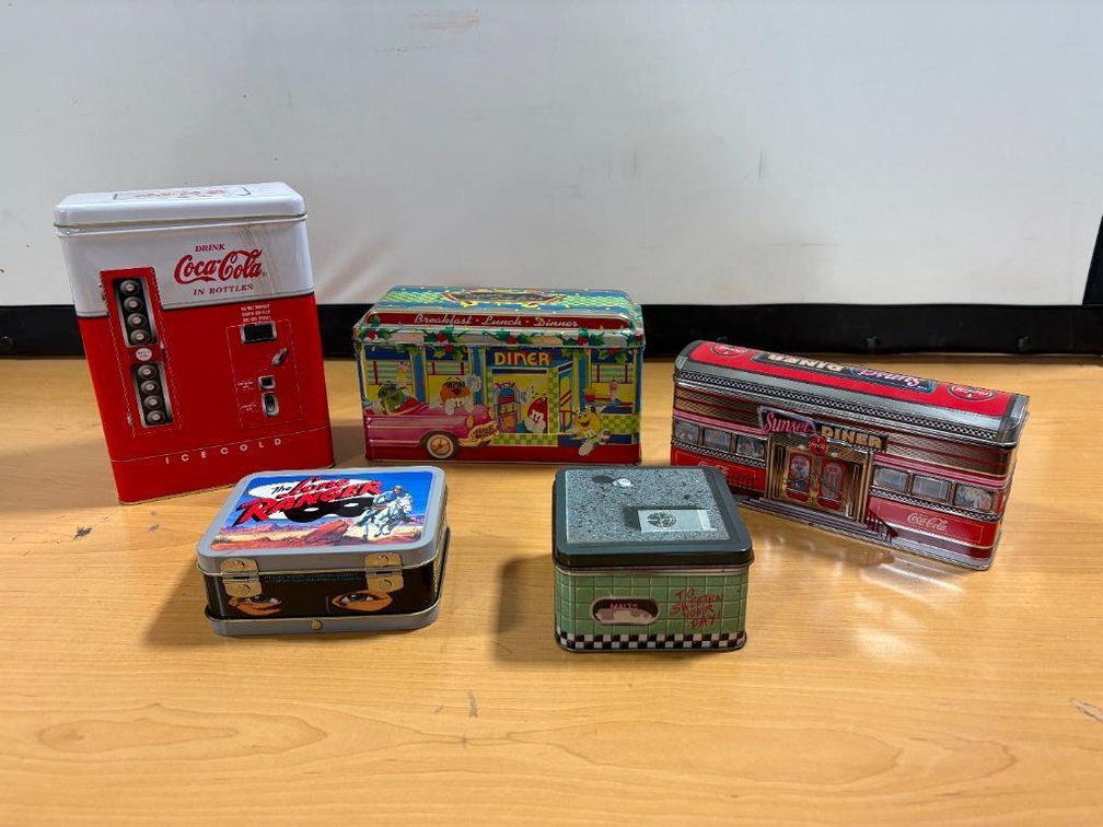 Various Tin Containers, Diner and Coca-Cola