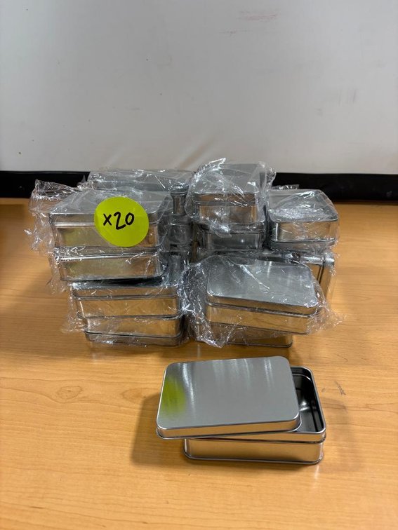 Lot of 20, 2-Part Tin Containers, NOS
