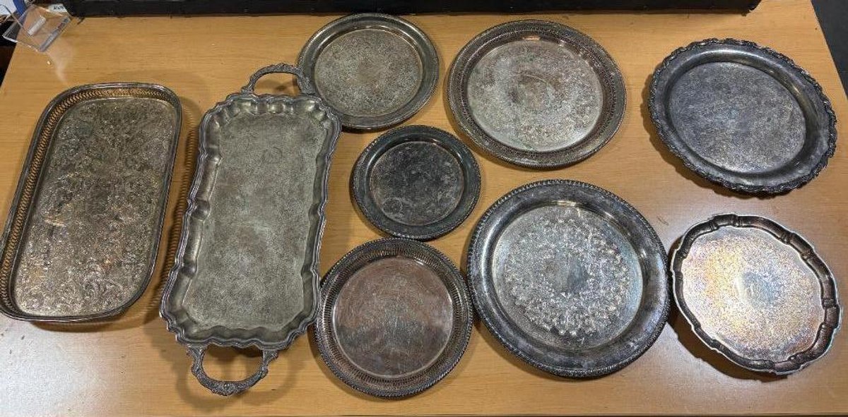 Vintage Engraved Silver Plated Chargers, Trays and Plates