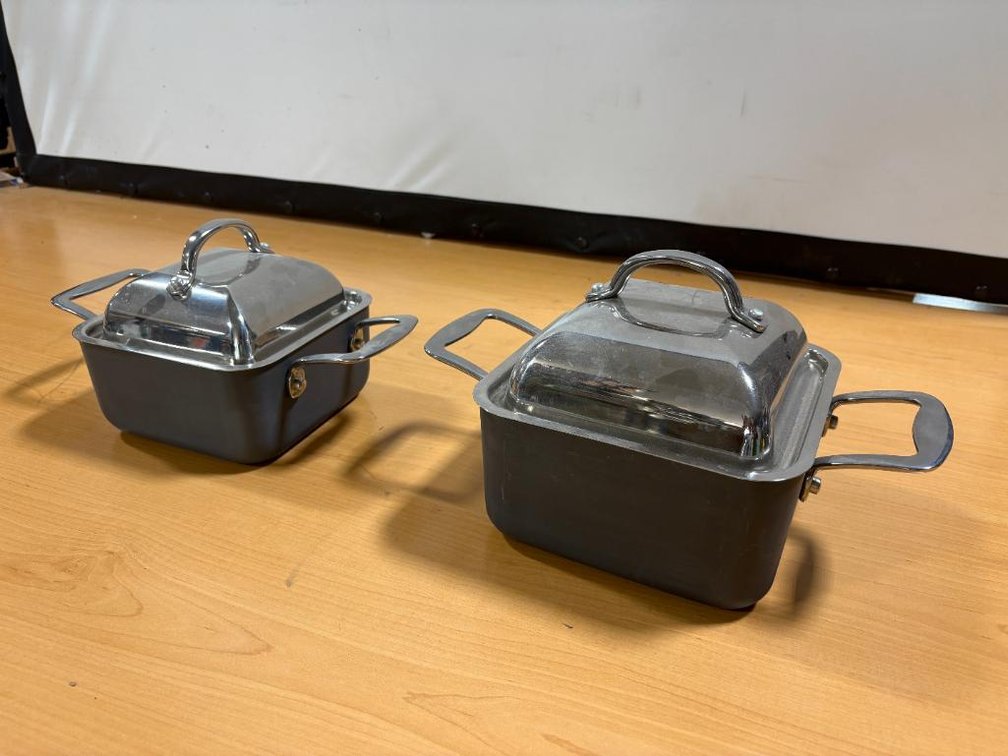 Two Small Handled Cooking Pots w/ Translucent Lids
