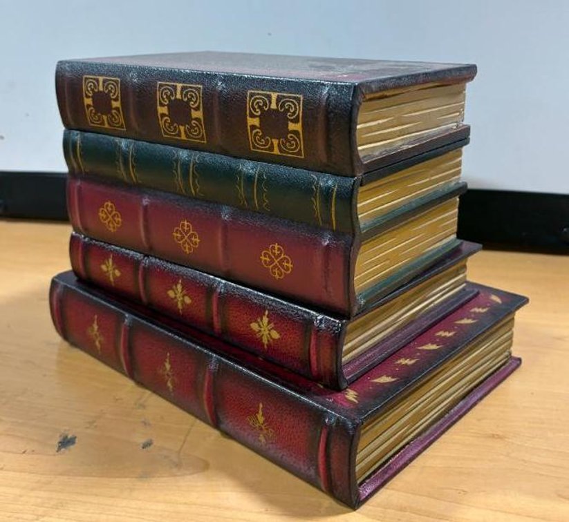 Hidden Stack of Books Lidded Secret Chest