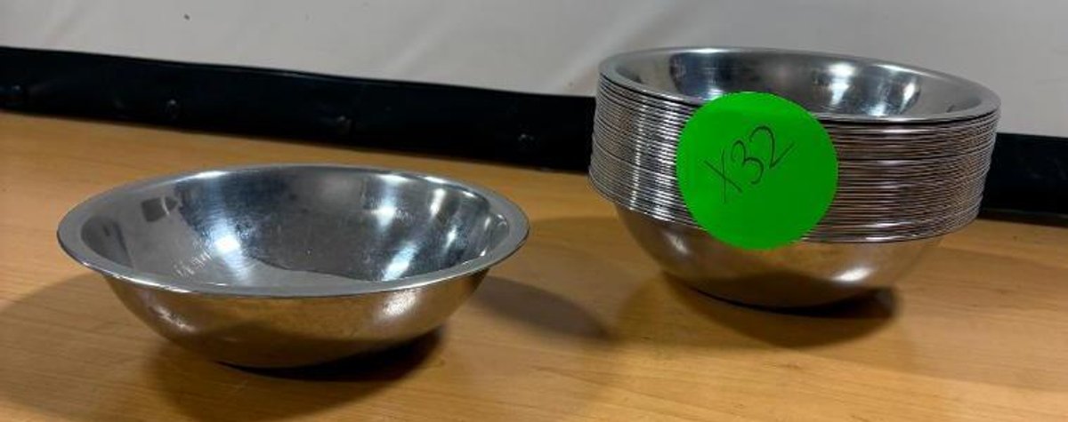 Stainless Steel Mixing Bowls, Set of 32, Approx. 8in Dia.