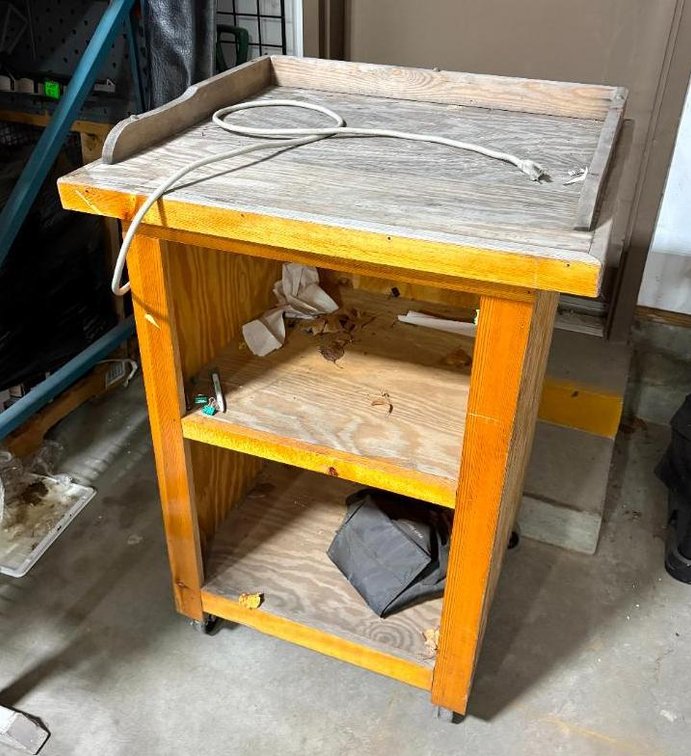 Shop Made Rolling Podium w/ Storage Shelves