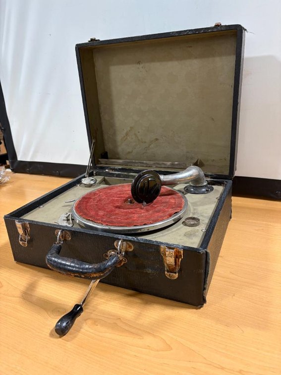 Antique Suitcase Portable Record Player