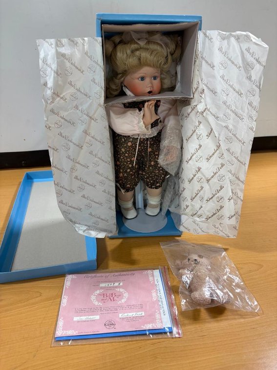 c. 1991 Knowles BooBear and Me China Doll w/ Orig. Box & COA