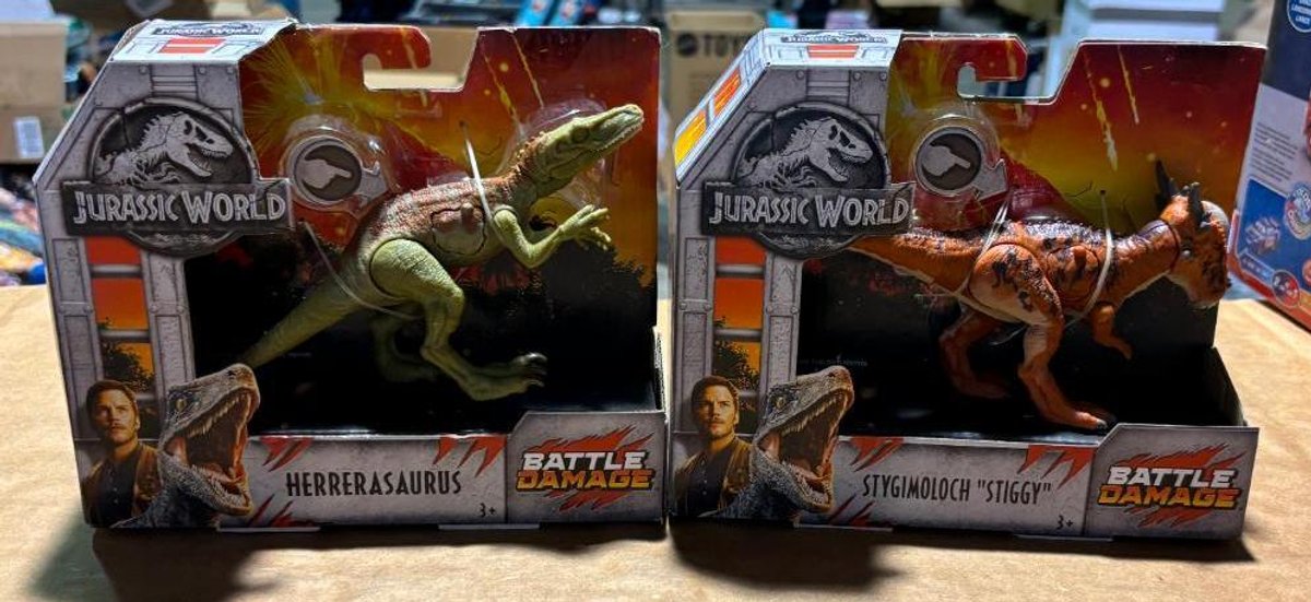 Lot of 2 Jurassic World Herrerasaurus & Stygimoloch "Stiggy" Action Figures 