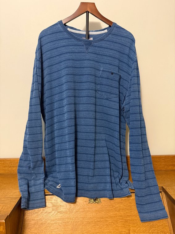 Johnnie-O Hangin' Out Indigo Striped Long Sleeve Shirt, Size XXL