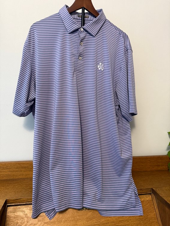 Peter Millar Size XL Summer Comfort Striped Polo Shirt w/ Golf Club Logo