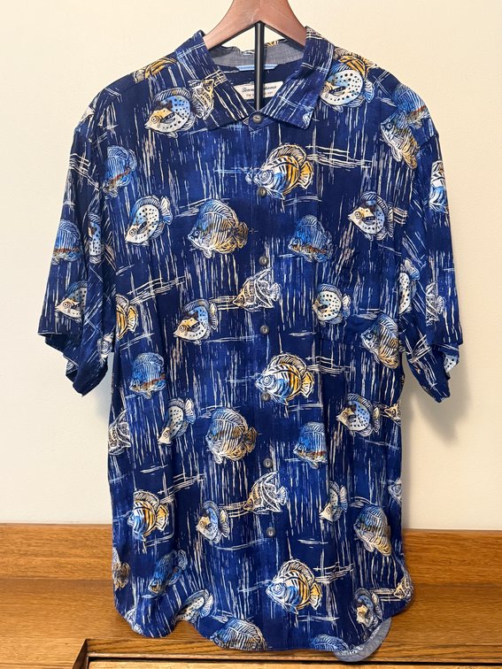 Tommy Bahama The Veracruz Cay 100% Lenzing Ecovero Viscose Print Button-Up Shirt Size XL