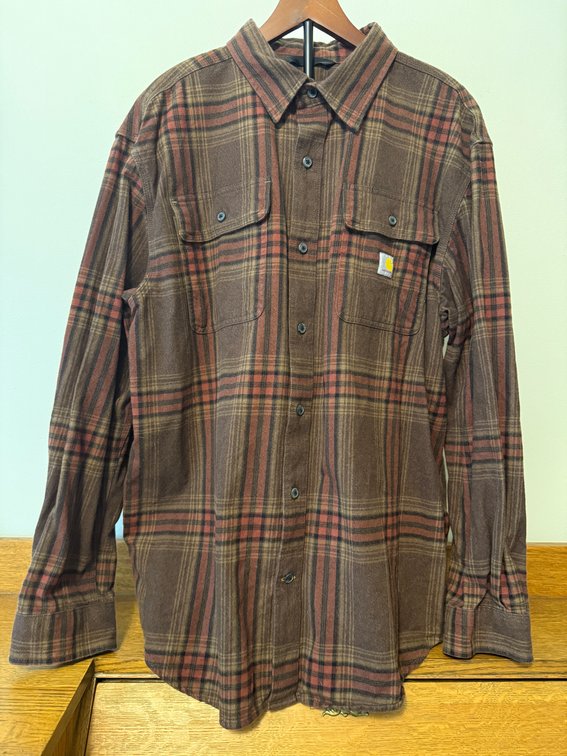 Carhartt Size Large, Loose Fit Long Sleeve Flannel Button Down Shirt, Model TW4451-M