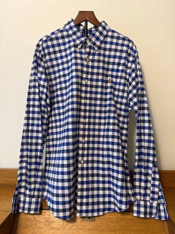 Polo Ralph Lauren Slim Fit Stretch Oxford Plaid Button Down Dress Shirt Size XL