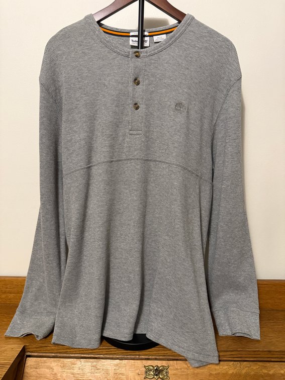 Timberland Size XL Thermal Henley Long-Sleeve Pullover Shirt, Regular Fit