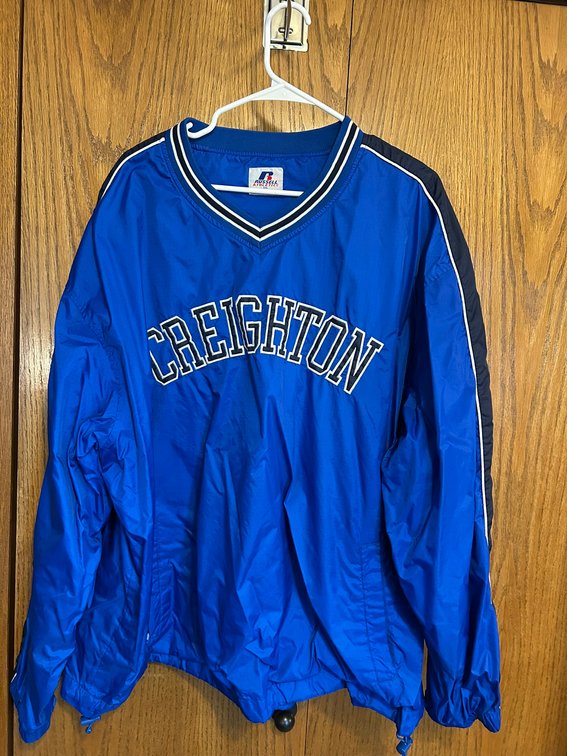 Creighton-Russell Athletic pull over, Size XXL, 65% Polyester, 35% Cotton, Vintage, Lined, Good Cond.