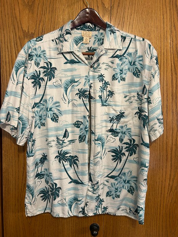 Jos. A. Bank Hawaiian Button Down Shirt, Size XL, 100% Silk, Good Cond.