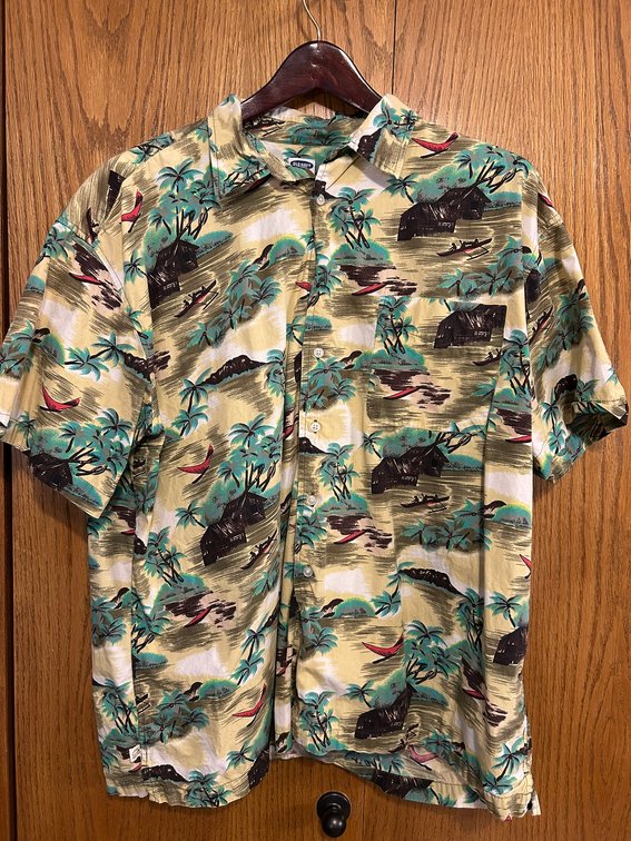 Old Navy Hawaiian Button Down Shirt, Size XXL, 100% Cotton, Good Cond.